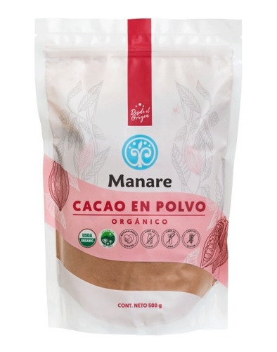 Cacao En Polvo Orgánico Raw 1/2kg Manare. Agronewen 