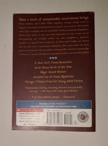 Chasing Vermeer By Blue Balliett (a Scholastic Book)
