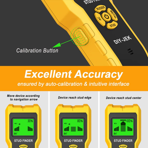 Escáner De Pared 6 En 1 Con Pantalla Lcd Y Alarma Amarillo