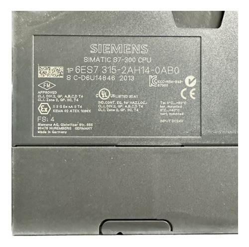Módulo Central Mpi Alimentación Siemens 6es7315-2ah14-0ab0