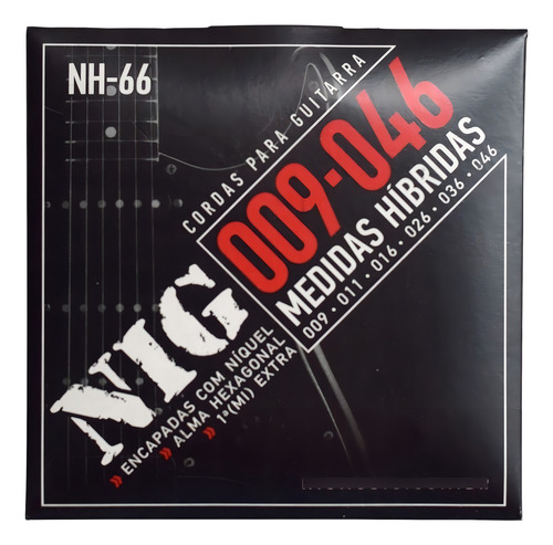 Cordas Guitarra Encapada Com Níquel Nig 09-046 Híbridas Nh66