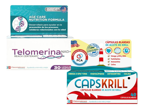 Combo Telomerina 30 Capsulas + Capskrill 40 Caps Sabor Sin Sabor