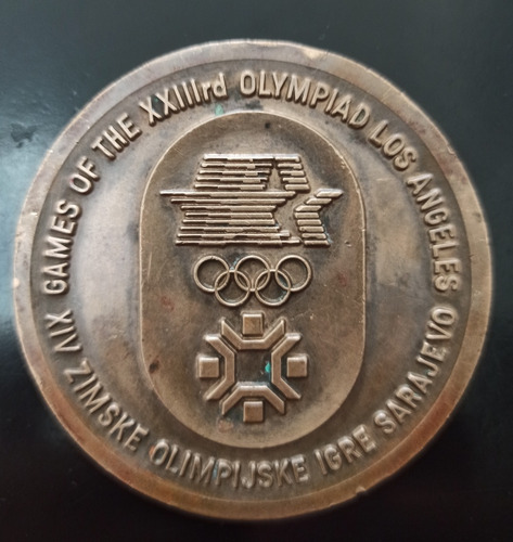 Moneda Olimpica Los Angeles-sarajevo 1984 De Bronce (Usado)