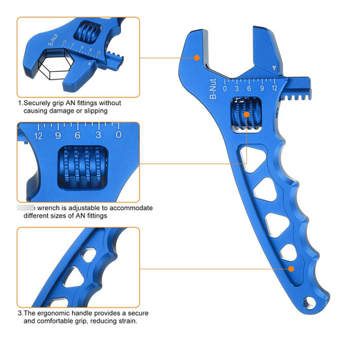 Llave Ajustable De Aleación De Aluminio 18 Cm Hexagonal Azul