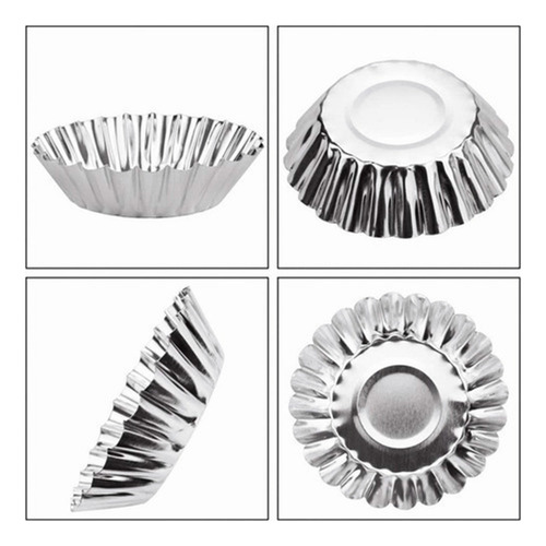 50 Unidades Moldes Para Mini Tartaletas De Acero Inoxidable
