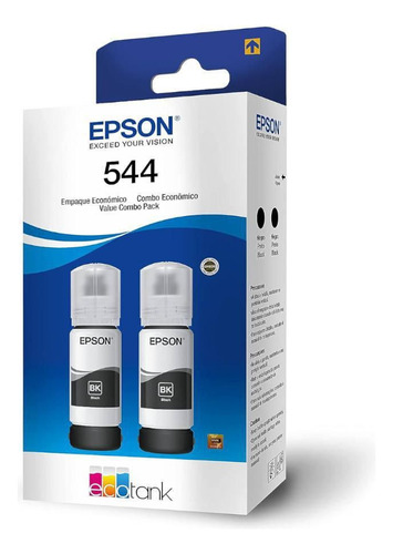 Pack 2 Botellas Tinta Epson Ecotank T544 Negro 65ml