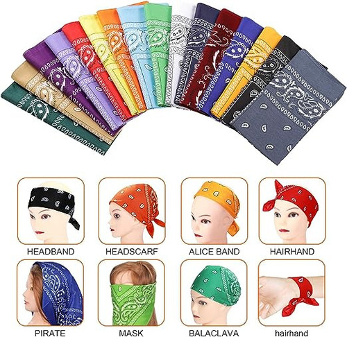 Pañoletas Bandanas Multiuso Colores Bacterias Poliéster 2x2$