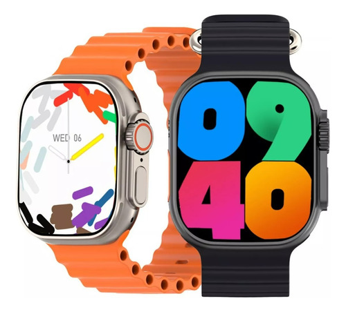 Smartwatch Hello Watch 3 Ultra, 49 mm, pantalla AMOLED, lectura publicitaria, carcasa plateada, pulsera negra