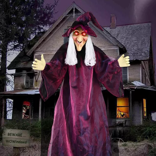 pendurado bruxa assustador assustador voando gritando bruxa controle de  toque de voz com vermelho LED luz ornamento presente de dia das bruxas para  interior ao ar livre festa de halloween : 