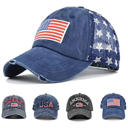 Gorras Bandera Americana Vintage Ajustable Para Hombre Mujer