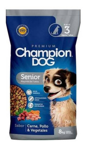 Imagen 1 de 1 de Alimento Champion Dog Mayores de 7 años para perro senior sabor carne y pollo y vegetales en bolsa de 8kg
