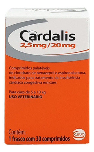 Cardalis 2,5mg /20mg Para Cães 5 10kg 30 Comprimidos Ceva