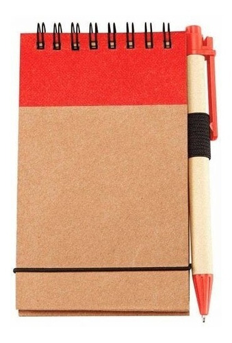 10 Libretas Bolsillo Chica Boligrafo Ecologica Pluma Colores