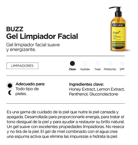 Revox B77 Buzz Gel Limpiador Facial Con Miel Y Limon 180ml