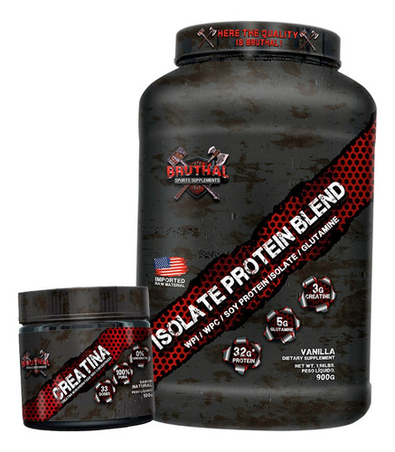 Whey Isolate Blend 900g + Creatina Pura - Bruthal Sports Sabor Chocolate