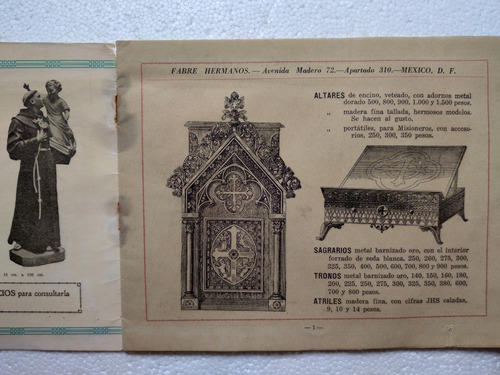 Antiguo Catálogo De Las Fábricas De Lyon Objetos Religiosos (Usado)