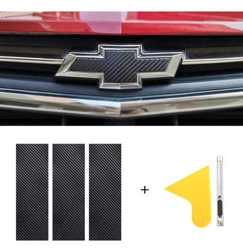 Para Envoltura Vinilo Fibra Carbono 11.8 4 Chevy Bowtie Sq