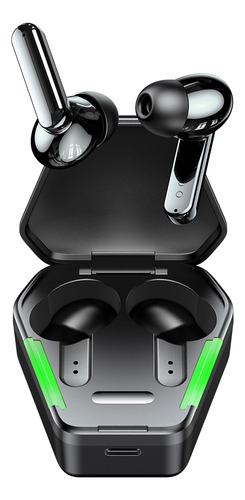 Fone De Ouvido Gamer Bluetooth In-ear Sem Fio Saga Pro Wb Tws 18 Horas De Bateria Com Microfone E Led - Preto