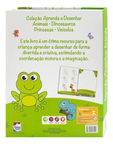 Animais Aprenda A Desenhar Animais + 5 Canetas Coloridas | Happy Books