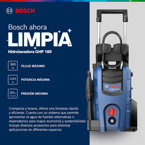 Hidrolavadora Bosch Ghp 220 2200 Psi 220v Con Manguera 8 Mts
