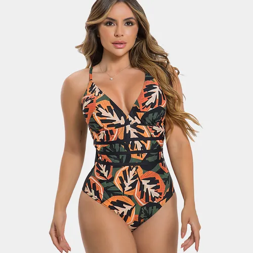 Maiô Feminino Frente Única Com Bojo Cortinão Estampado