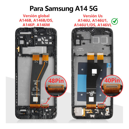Srjtek Pantalla C/marco Para Samsung A14 5g A146u Versión Us