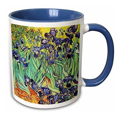 3drose Irises De Vincent Van Gogh Taza De 1889  , 11 Oz, Azu