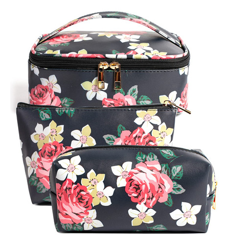 Porta Cosmeticos Set De 3 Neceseres Black Peony