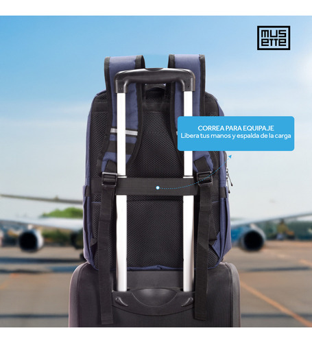 Mochila Ejecutiva Azul para Laptop 15.6” Reforzada Impermeable con Puerto USB