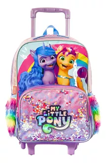 Mochilete My Little Pony Sestini - Glitter, Pvc E Carrinho