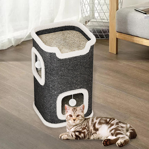 Rascador Cuadrado Para Gatos, Protege Los Muebles, 2 Niveles