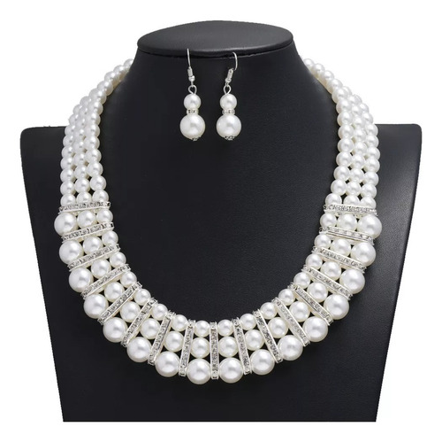 Conjunto Elegante De Joyas Con Perlas Para Novia