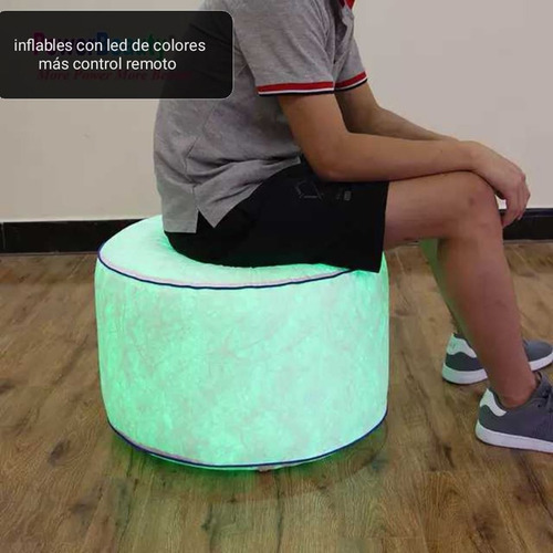 Asiento Silla Puff Cubo Led Sofa Inflable Interior Luz