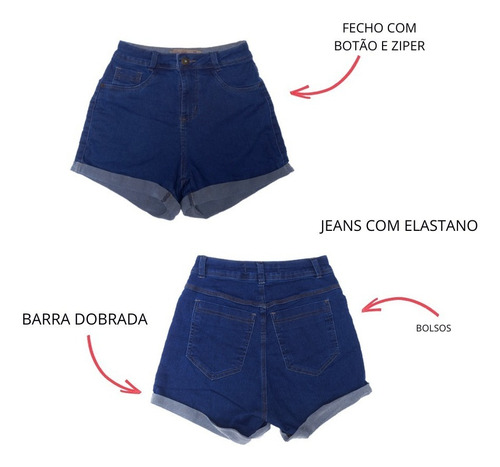Imagem 5 de 9 de Short Jeans Feminino Cintura Alta Kit C/5