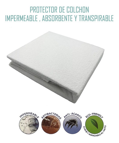 Cubre Colchón Protector Impermeable 2 Plazas Blunding