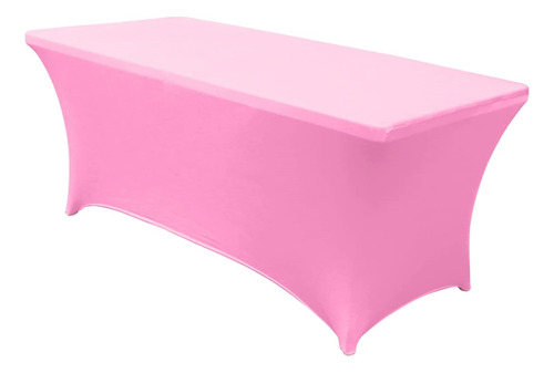 Mantel Rectangular Licrado Rosado Para Mesa De 6 Pies