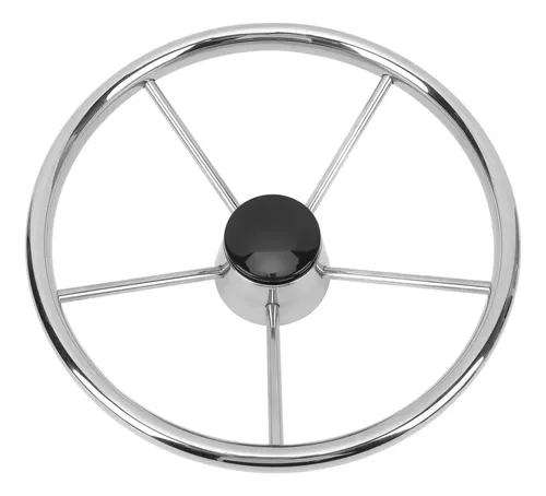 Volante Marino A 5 Razze, Diametro 13.5 Pollici (343 Mm), Impugnatura In Schiuma PU Nera, Acciaio Inox 304, Antiscivolo, Per Barche E Yacht