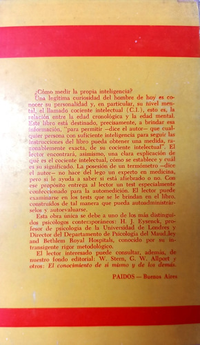 Libro, Conoce Su Cociente Intelectual?, H. J. Eysenck (Usado)
