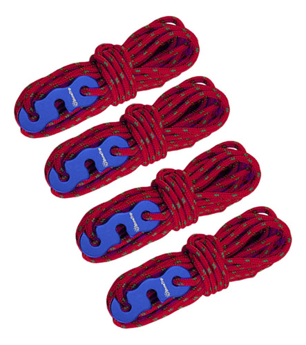 4x Tent Rope Reflective Guyline Cordón Compacto Rojo