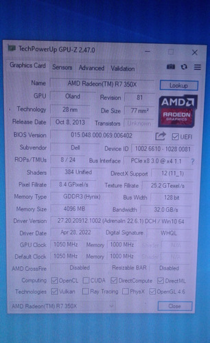 Imagen 2 de 3 de Tarjeta De Video Amd Radeon R7 350x 4gb Ddr3