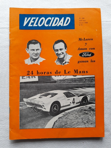 Revista Velocidad N° 190 Julio 1966 24 Hs D Le Mans Tc Salto