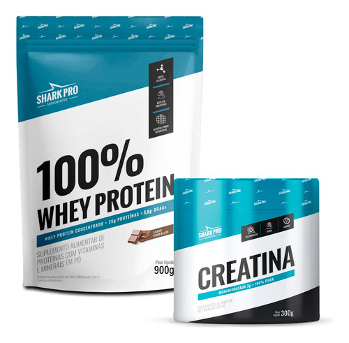 Whey Protein Concentrado Refil Shark Pro + Creatina Pura 300