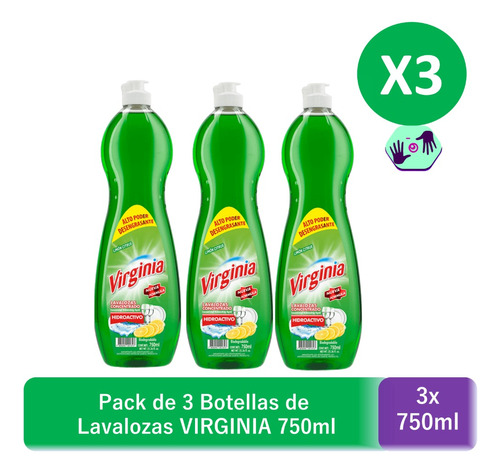 Virginia Lavalozas Botella Limón Citrus 750ml Pack X3 2250ml