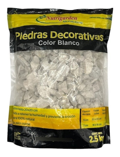 Roca Decorativa Nutrigarden Mármol Blanca 2.5 Kg 3 Piezas