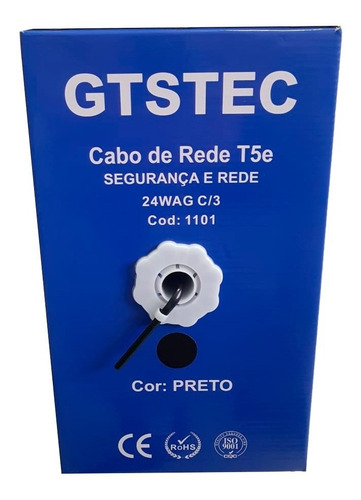 Imagem 4 de 5 de Cabo De Rede Internet Cftv Cat5e 305 Metros Preto Gtstec