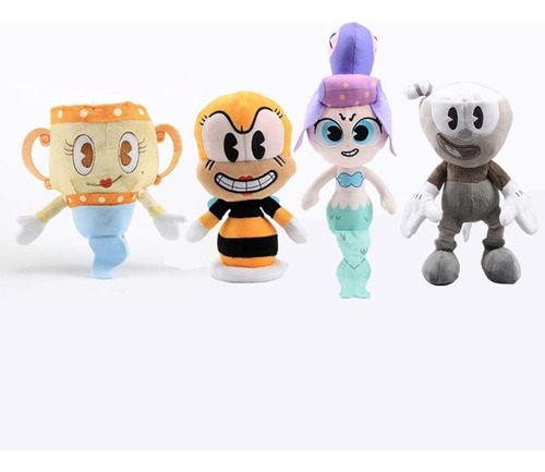 4 Unids/set 25cm Cuphead Figura De Peluche Juguetes De Muñec