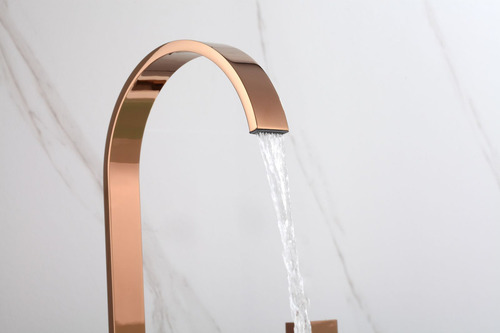 Torneira Misturador Duplo Comando Rose Gold Quadrada Para Banheiro Lavabo Inovartte IN48