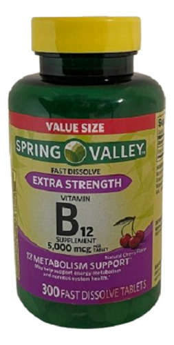 B-12 Vitamin 5000mcg 300tabs (fast Disolve) Spring Valley