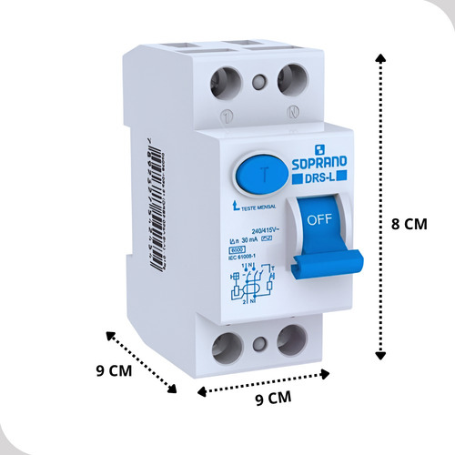 Interruptor Dif Res Soprano Drs2 L-040a 2 Polos Bifásico