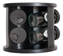 Comprar Porta Temperos E Condimentos Giratório Com 6 Potes De Vidro Cor Preto